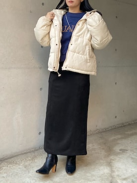 「prose verse（プロズヴェール）のアイテム（スウェット）」を使った、みーやんさん（レディース・155cm）の冬コーディネート