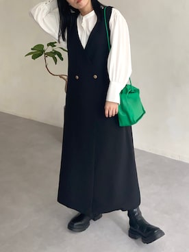 「prose verse（プロズヴェール）のアイテム（ジャンパースカート）」を使った、みーやんさん（レディース・155cm）の冬コーディネート
