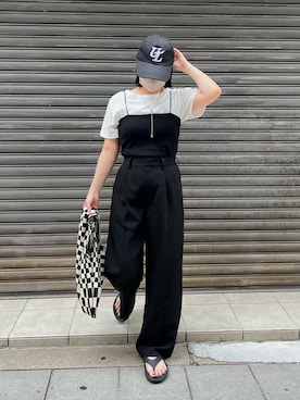 「みんなの白Tフェス」｜「アイテム（キャミソール）」を使った、みーやんさん（レディース・155cm）の夏コーディネート