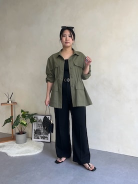 「prose verse（プロズヴェール）のスクエアリング牛革ベルト（ベルト、ブラック系）」を使った、みーやんさん（レディース・155cm）の春コーディネート