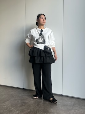「アイテム（スウェット）」を使った、みーやんさん（レディース・155cm）の夏コーディネート