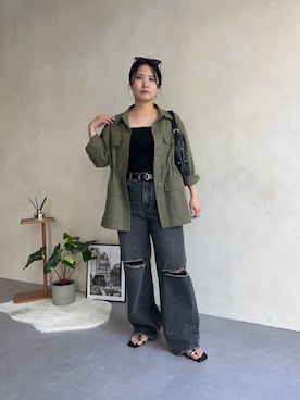 「prose verse（プロズヴェール）のウェリントンサングラス（サングラス、ブラック系）」を使った、みーやんさん（レディース・155cm）の春コーディネート