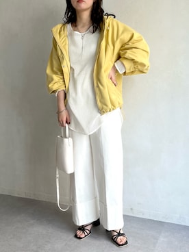 「シースルー」｜「アイテム（マウンテンパーカー）」を使った、みーやんさん（レディース・155cm）の春コーディネート