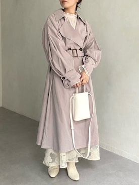 「prose verse（プロズヴェール）のフェイクレザーミニポシェット（ショルダーバッグ）」を使った、みーやんさん（レディース・155cm）の冬コーディネート