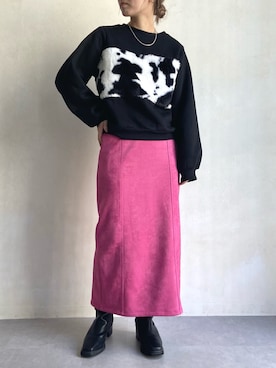 「prose verse（プロズヴェール）のアイテム（スウェット）」を使った、みーやんさん（レディース・155cm）の冬コーディネート