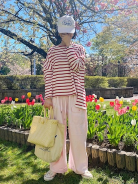 「H&M（エイチ・アンド・エム）のアイテム（ホワイト系）」を使った、minami さん（レディース・158cm）の春コーディネート