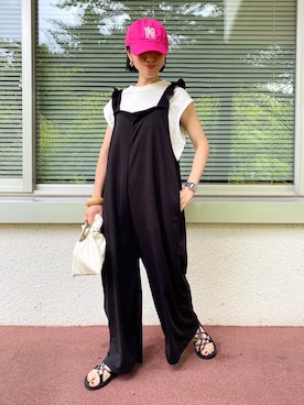 「ISOOK（アイスー）のアイテム（オールインワン・サロペット）」を使った、minami さん（レディース・158cm）の夏コーディネート