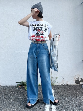 「アイテム（エコバッグ/サブバッグ）」を使った、minami さん（レディース・158cm）の夏コーディネート