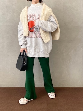 「CONVERSE（コンバース）のCONVERSE コンバース オール スター ジャパン オックス / ALL STAR J OX (NATURAL WHITE) 32167710（スニーカー）」を使った、minami さん（レディース・158cm）の秋コーディネート