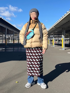 「古着」｜「アイテム（ダウンジャケット/コート）」を使った、minami さん（レディース・158cm）の冬コーディネート