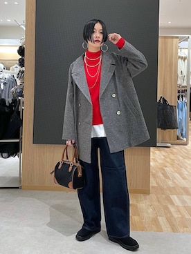 「アイテム（ボストンバッグ）」を使った、るんるんさん（レディース・168cm）の冬コーディネート