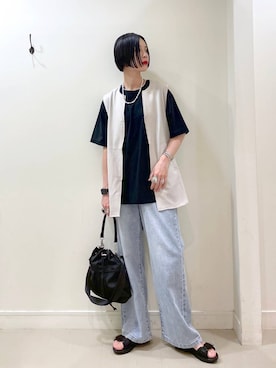 「GLOBAL WORK（グローバルワーク）の撥水軽量2WAYバッグ/137590（ショルダーバッグ）」を使った、るんるんさん（レディース・168cm・30代）の夏コーディネート