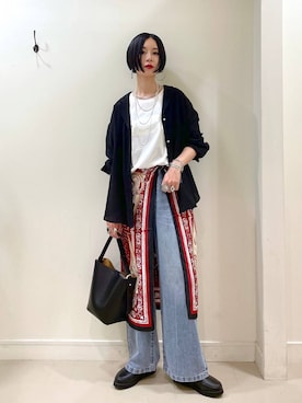 「アイテム（バンダナ/スカーフ）」を使った、るんるんさん（レディース・168cm）の夏コーディネート