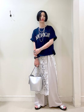 「アイテム（バングル/リストバンド）」を使った、るんるんさん（レディース・168cm・30代）の夏コーディネート