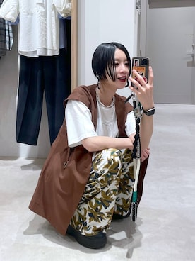 「GLOBAL WORK（グローバルワーク）のステンレスアソートサイズチョーカー/325801（ネックレス、シルバー系）」を使った、るんるんさん（レディース・168cm）の春コーディネート