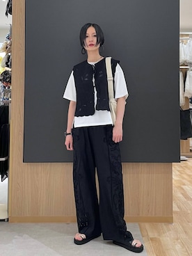 「GLOBAL WORK（グローバルワーク）の2WAYキャンバスZIPショルダーM/288514（ショルダーバッグ、ホワイト系）」を使った、るんるんさん（レディース・168cm）の春コーディネート