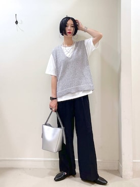 「アイテム（スラックス）」を使った、るんるんさん（レディース・168cm・30代）の夏コーディネート