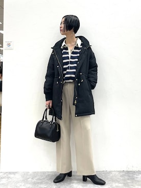 「アイテム（ボストンバッグ）」を使った、るんるんさん（レディース・168cm）の冬コーディネート