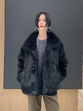 「アイテム（ネックレス）」を使った、るんるんさん（レディース・168cm）の冬コーディネート