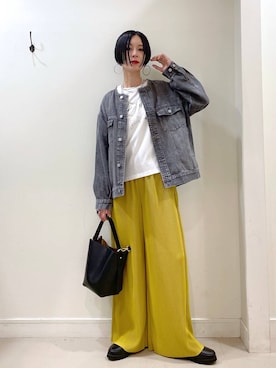 「アイテム（デニムジャケット）」を使った、るんるんさん（レディース・168cm・30代）の夏コーディネート
