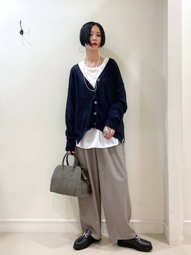 「アイテム（タンクトップ）」を使った、るんるんさん（レディース・168cm）の秋コーディネート