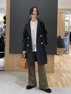 「体型カバー」｜「アイテム（アクセサリー）」を使った、るんるんさん（レディース・168cm）の冬コーディネート