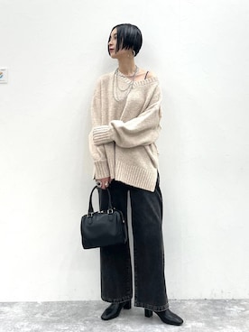 「アイテム（ボストンバッグ）」を使った、るんるんさん（レディース・168cm）の冬コーディネート