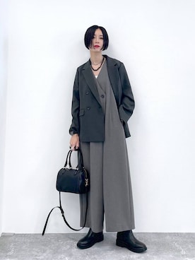 「アイテム（オールインワン・サロペット）」を使った、るんるんさん（レディース・168cm）の夏コーディネート