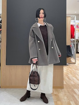 「アイテム（チェスターコート）」を使った、るんるんさん（レディース・168cm・30代）の冬コーディネート
