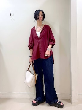 「キャミソール」｜るんるんさん（レディース・168cm）の夏コーディネート