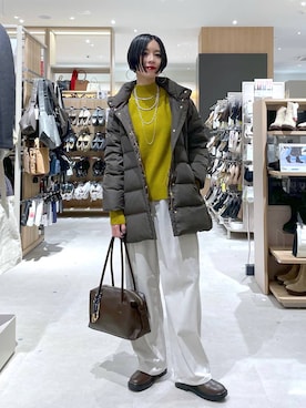 「アイテム（ダウンジャケット/コート）」を使った、るんるんさん（レディース・168cm・30代）の秋コーディネート