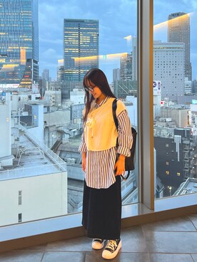 「JUNOAH（ジュノア）のアイテム（ジャケット/アウター）」を使った、あやなさん（レディース・150cm）の秋コーディネート