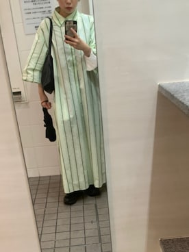 「TOMORROWLAND （トゥモローランド）のアイテム（シャツワンピース）」を使った、Ⓜ️さん（レディース・155cm）の夏コーディネート