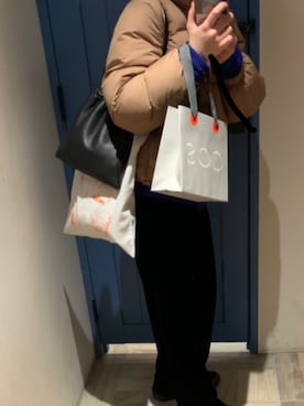 「JW Anderson（ジェイダブリューアンダーソン）のアイテム（ダウンジャケット/コート）」を使った、Ⓜ️さん（レディース・155cm）の冬コーディネート