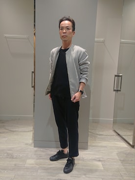 「ABAHOUSE GRAY（アバハウスグレイ）のアイテム（ライダースジャケット）」を使った、ナカムラ ヨウヘイさん（メンズ・165cm）の春コーディネート