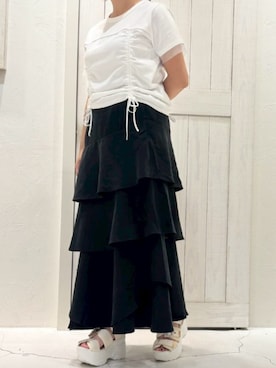 「アイテム（デニムスカート）」を使った、cepo公式さん（レディース・156cm）の夏コーディネート