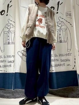 「アイテム（ベスト）」を使った、cepo公式さん（レディース・163cm）の秋コーディネート