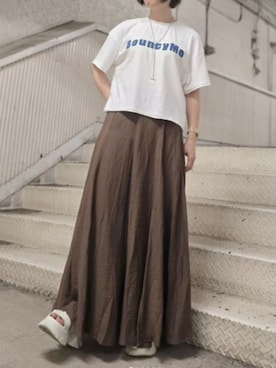 「アイテム（スカート、ブラウン系）」を使った、cepo公式さん（レディース・153cm）の夏コーディネート
