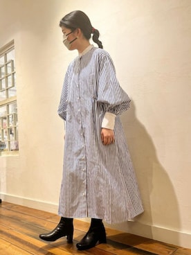 「cepo.」｜「アイテム（シャツワンピース）」を使った、cepo公式さん（レディース・161cm）の冬コーディネート