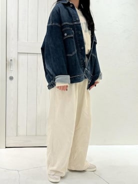 「ロゴニット」｜「アイテム（デニムジャケット）」を使った、cepo公式さん（レディース・160cm）の秋コーディネート