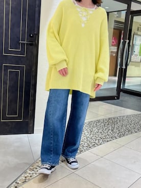 「ニットワンピース」｜「アイテム（イエロー系）」を使った、cepo公式さん（レディース・162cm）の冬コーディネート