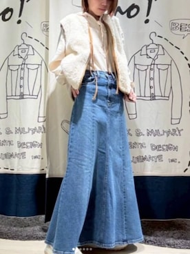 「アイテム（デニムスカート）」を使った、cepo公式さん（レディース・156cm）の秋コーディネート