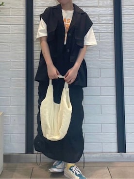 「cepo（セポ）のアイテム（トートバッグ）」を使った、cepo公式さん（レディース・156cm）の夏コーディネート
