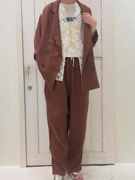 「アイテム（ジャケット/アウター、ブラウン系）」を使った、cepo公式さん（レディース・168cm）の夏コーディネート