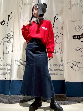 「アイテム（デニムスカート）」を使った、cepo公式さん（レディース・163cm）の秋コーディネート