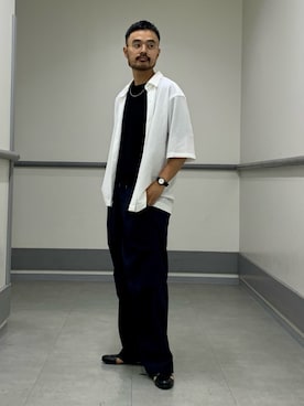 「アイテム（トップス）」を使った、Hiro Kumazawaさん（メンズ・178cm）の夏コーディネート