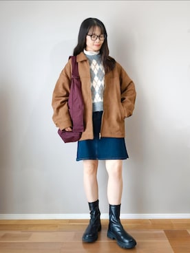 「アイテム（デニムスカート）」を使った、ｐａｎａさん（レディース・162cm）の秋コーディネート