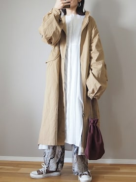 「シャツワンピ」｜「アイテム（モッズコート）」を使った、ｐａｎａさん（レディース・162cm）の秋コーディネート