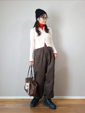「アイテム（ボストンバッグ）」を使った、ｐａｎａさん（レディース・162cm）の秋コーディネート