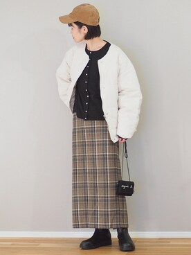 「ショートダウン」｜「アイテム（財布/小物）」を使った、ｐａｎａさん（レディース・162cm）の秋コーディネート